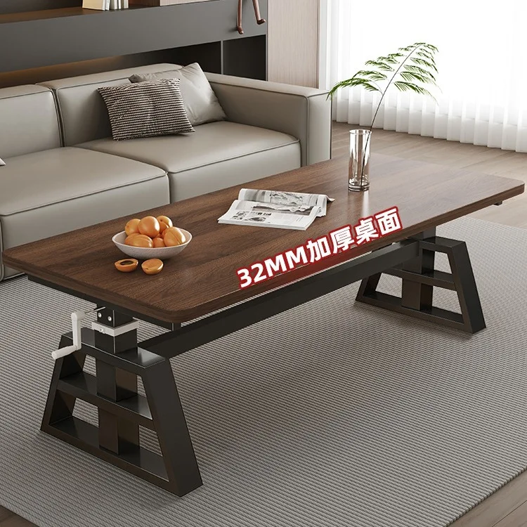Hand lift coffee table Household solid wood te Multifunctional living room Household  Dual-purpose dining
