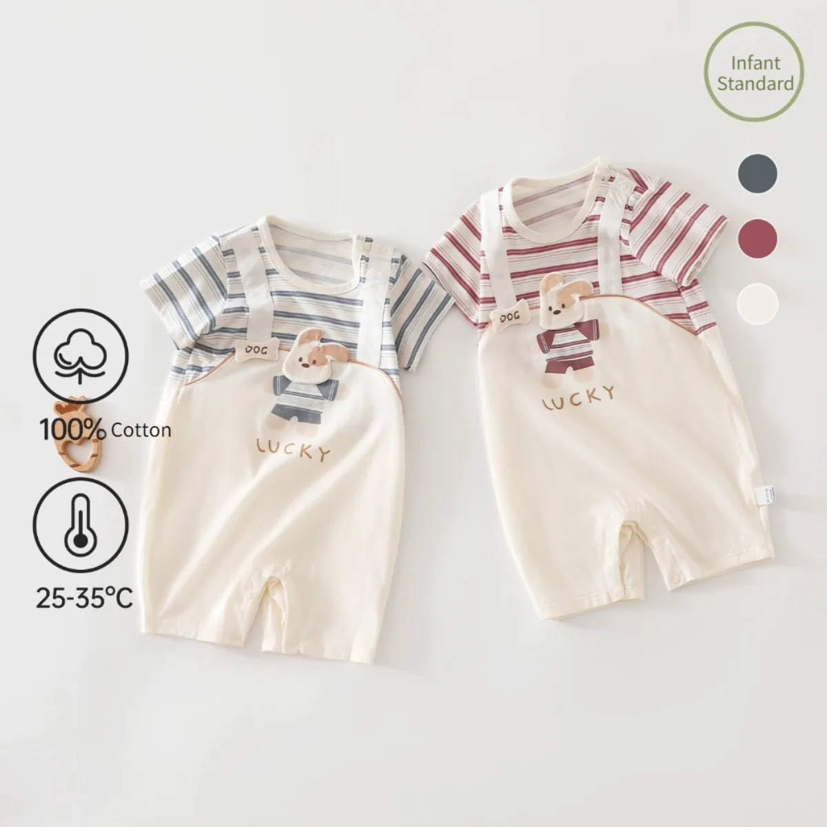 New Arrival Baby Pure Cotton Moisture-wicking Bodysuit 9-18M Kid Summer Lightweight Soft Romper Infant Boy Girl Mock 2pcs Onesie