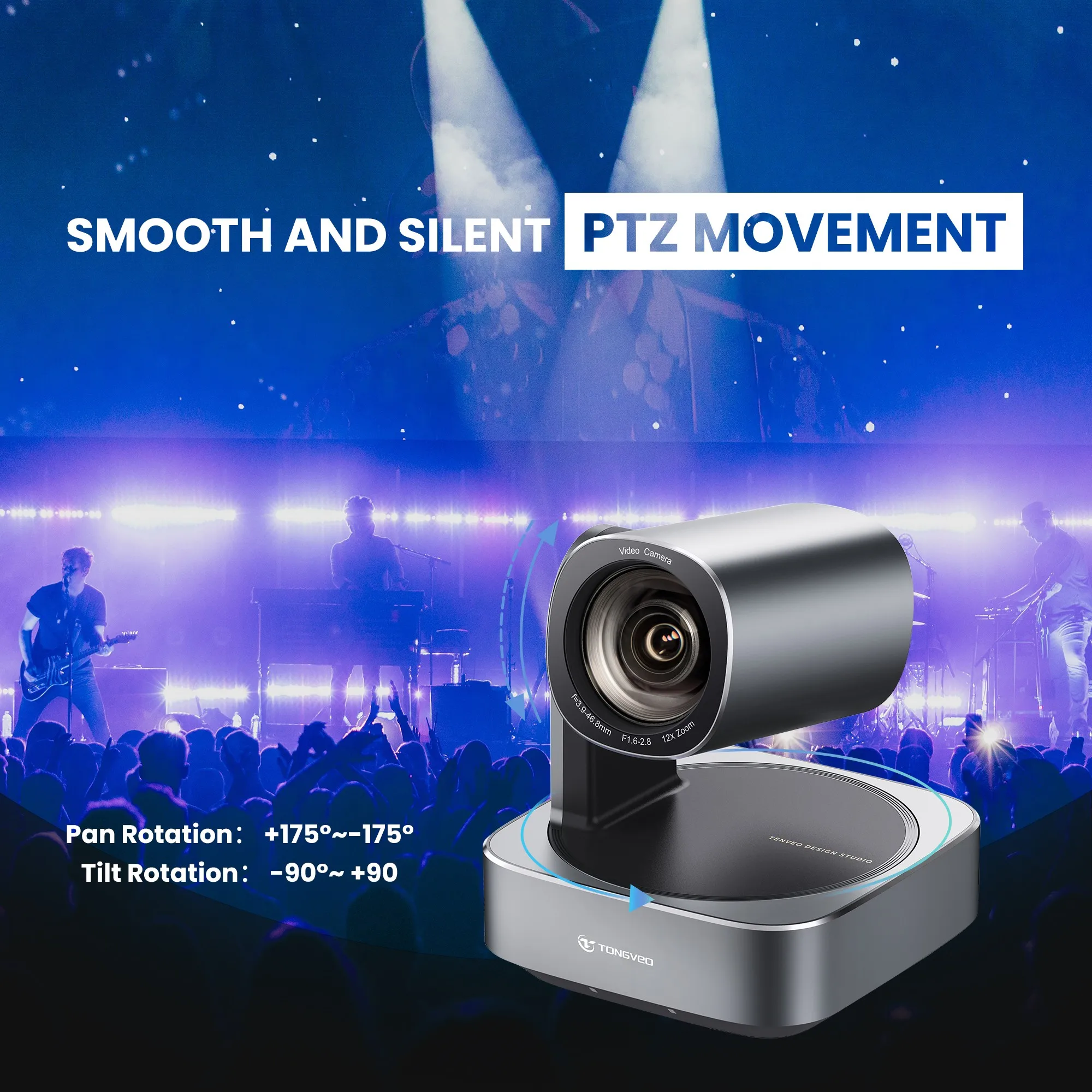 Unique Single-arm Design  Tongveo 4K Ultra HD NDI &POE Conference PTZ Camera for Live Streaming &video Conferencing