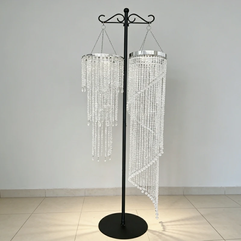 

6PCS Ins Style Hanging Pendant Chandelier, Beads Strings, Hook Stand for Wedding, Birthday Party, Ceiling Aisle, Backdrop Decor