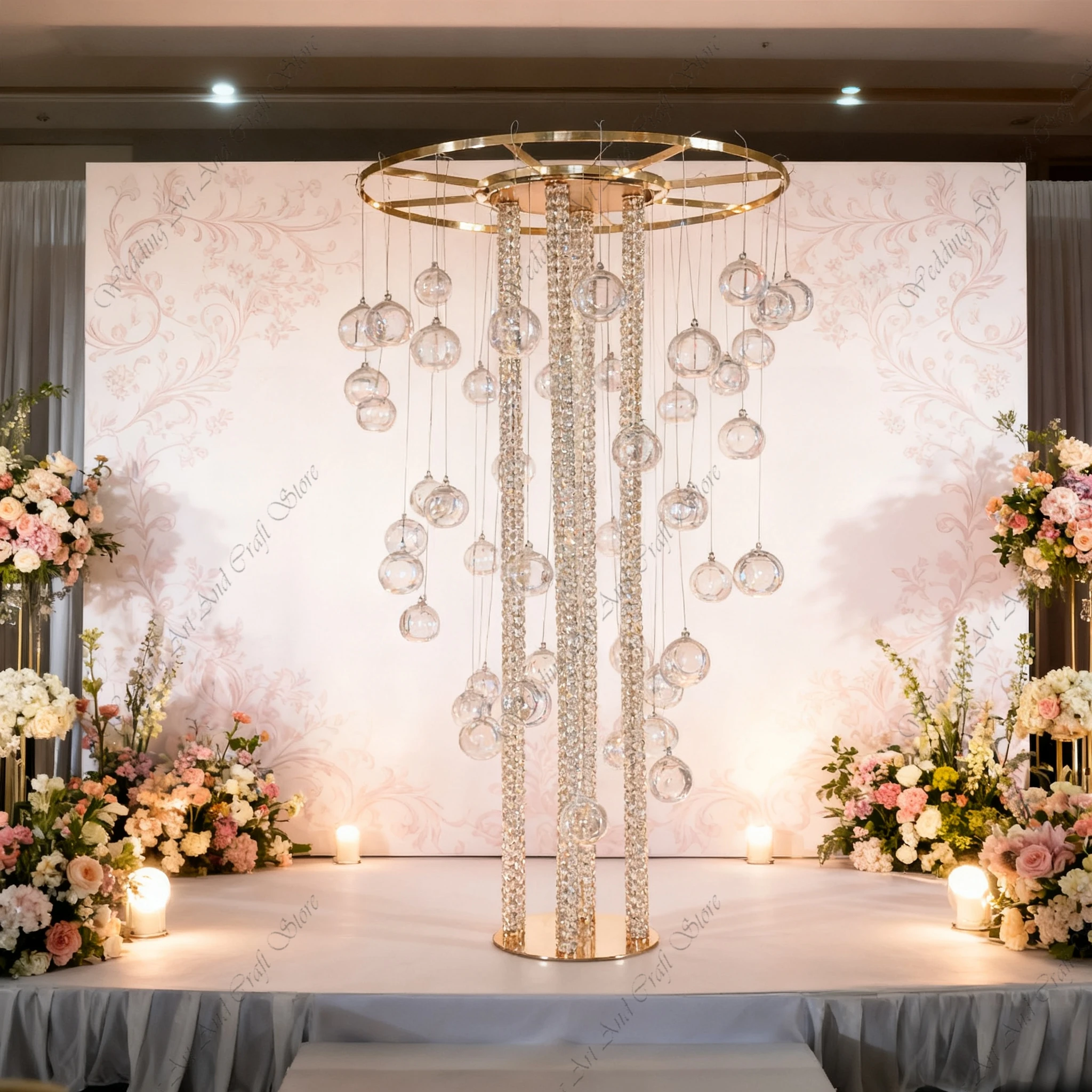 

2 шт. f30, 100-150 см, позолоченная железная подставка с цветочным рисунком, центральная часть стола, подставки для свечей, свадебное украшение для сцены, фон ivy401