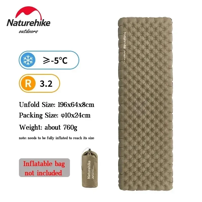 Naturehike Camping Mat 3.2/5.8/8.8 Hoge R Waarde Ultralight Warme Opblaasbare Matras Outdoor Draagbare Opvouwbare Opblaasbare Matten