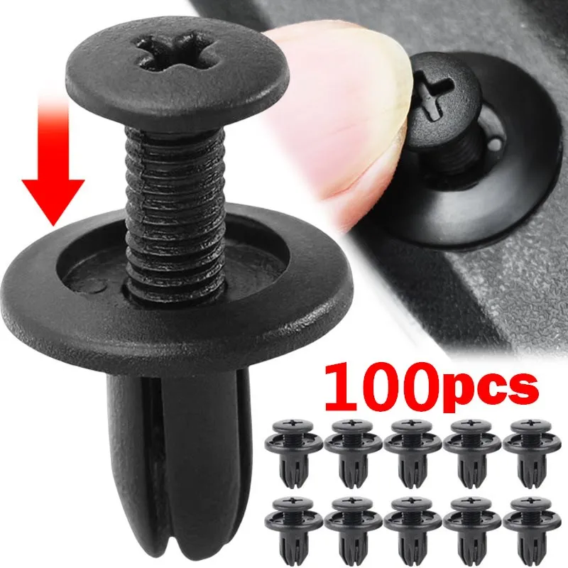 5/100 Stuks 8 Mm Plastic Klinknagels Bevestigingsmiddelen Schroef Auto Bumper Spatbord Zwarte Klinknagel Auto Fastener Clips Voor Toyota focus Kia Nissan Yamaha