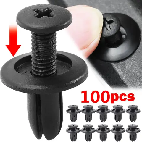 5/100pcs 8mm 블랙 플라스틱 리벳 패스너 자동차 범퍼 및 펜더 클립 – 도요타, 포커스, 기아, 닛산, 야마하 호환