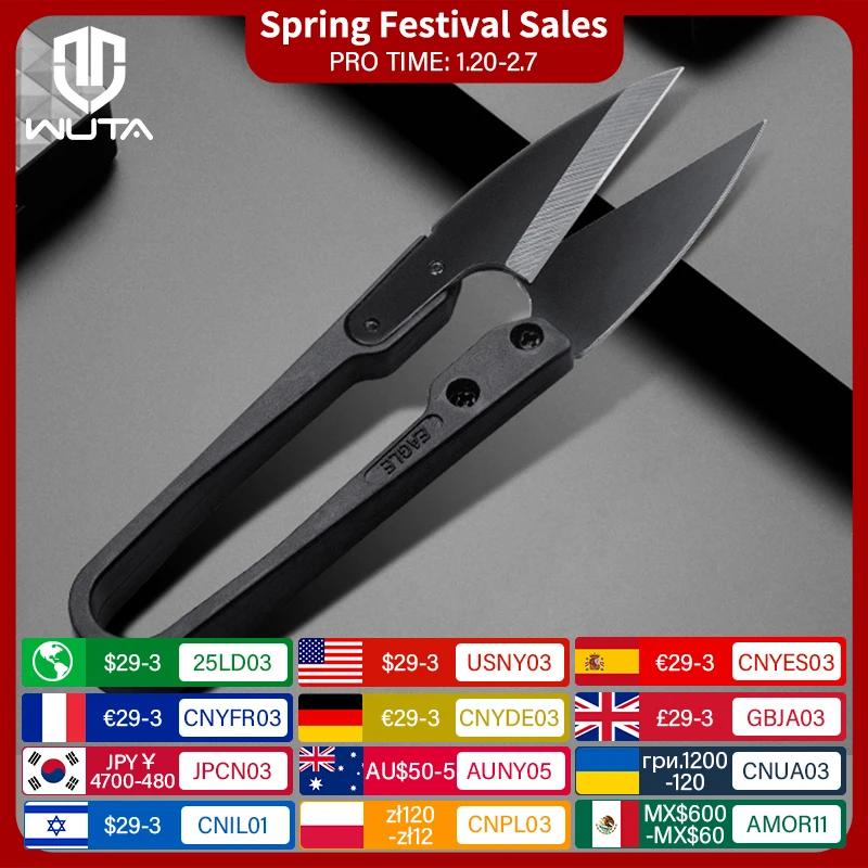 WUTA Antirust Thread Scissors Cutter Sewing Scissors Professional Tailor Metal Blade Nippers U Shape Clippers DIY Needlework