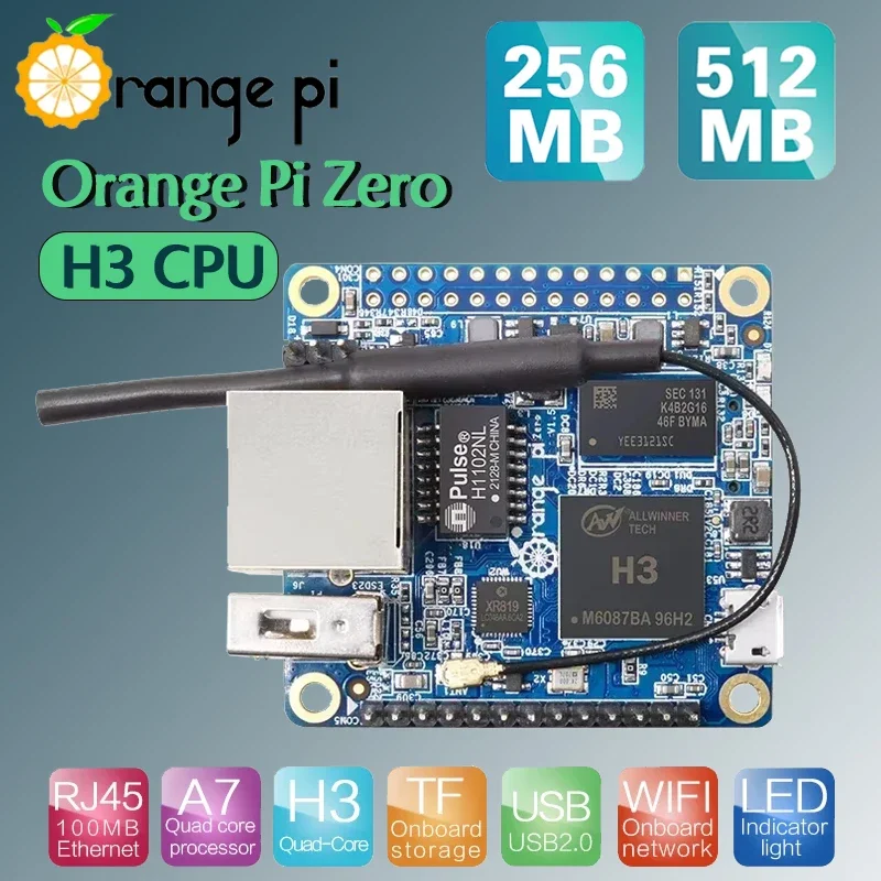 Orange Pi Zero 256 МБ H3 / 512 МБ H3 Мини-одноплатный четырехъядерный процессор с открытым исходным кодом Linux Dev Board Встроенный Wi-Fi