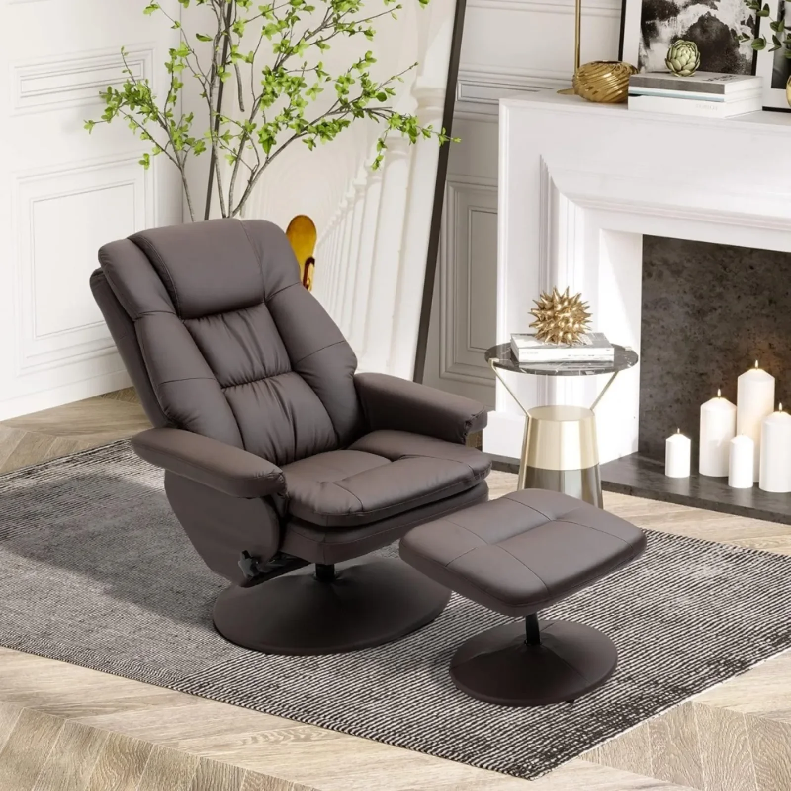 Fauteuil inclinable américain avec bitions oman, fauteuil inclinable en cuir PU, pied inclinable et repose-pieds