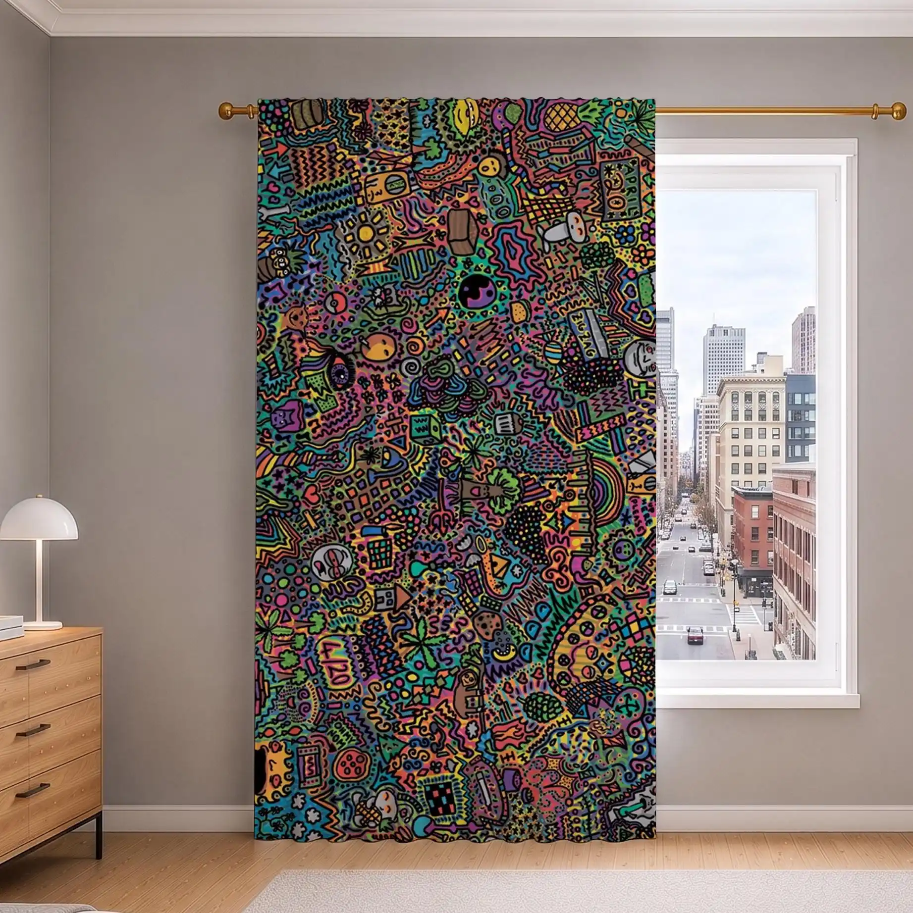 Vibrant Psychedelic Pop Art Pattern Curtain for Living Room Home Decor Window Treatment