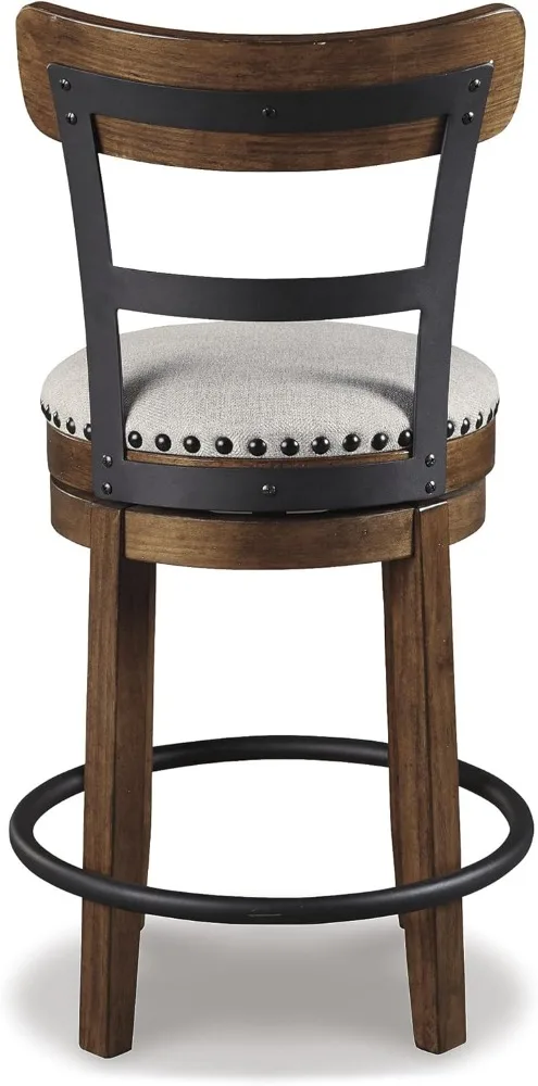 Signature Design By Ashley Valebeck Rustic Farmhouse 24.5” Counter Height Swivel Bar Stool, Brown Bar Stools