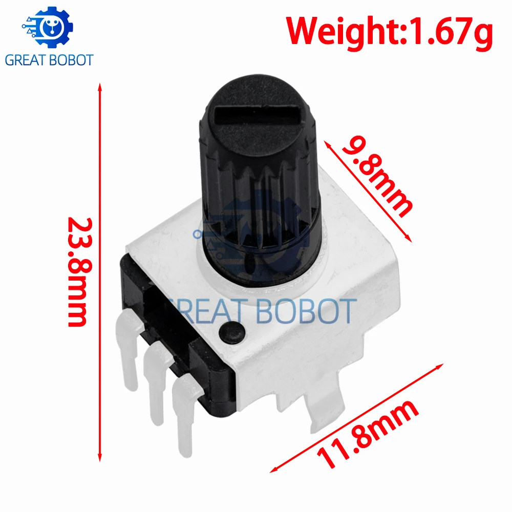 BS Brand 10PCS RV09 3-Pin Vertical Sealed Potentiometer (12.5mm Shaft): 9 Values 1K/2K/5K/10K/20K/50K/100KΩ