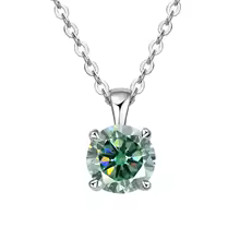 Classic Yellow Gold Cubic Zirconia Pendant 18K Silver Plated - Silver Blue Green
