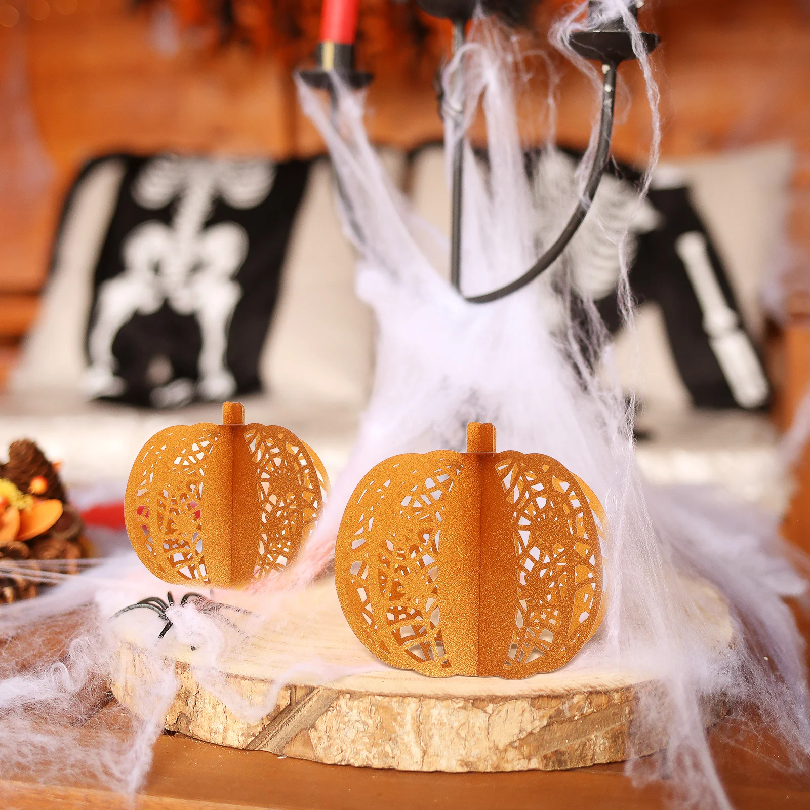 

3Pcs Simulation Pumpkin Decor Stylish Artificial Paper Pumpkins for Halloween Party Fall Decoration Joyous Atmosphere Enhancer