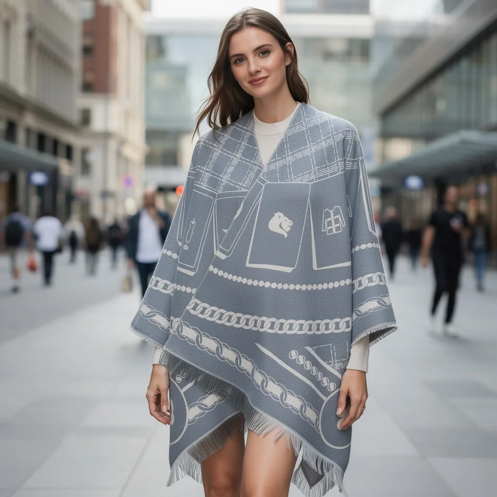 High Quality Fashionable Classic Versatile Snooker Poker Tarot Card Imitation Cashmere Scarf Autumn Winter New Arrival
