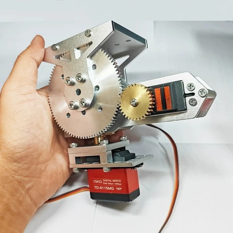 The servo tilts and rotates up, down, left, right, and tilted with the platform base, fixing the robot frame