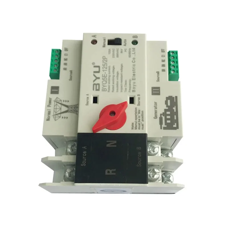 Mini 2p 125A ATS Dual Power Automatic Transfer Switch single Phase Din Rail  Electrical Selector Switch 230V 110V Uninterrupted