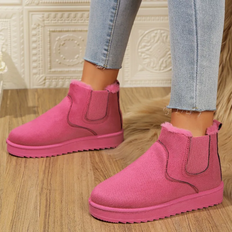 2024 nuove donne invernali stivali da neve peluche caldo antiscivolo impermeabile signore appartamenti Casual Slip on stivaletti femminili scarpe