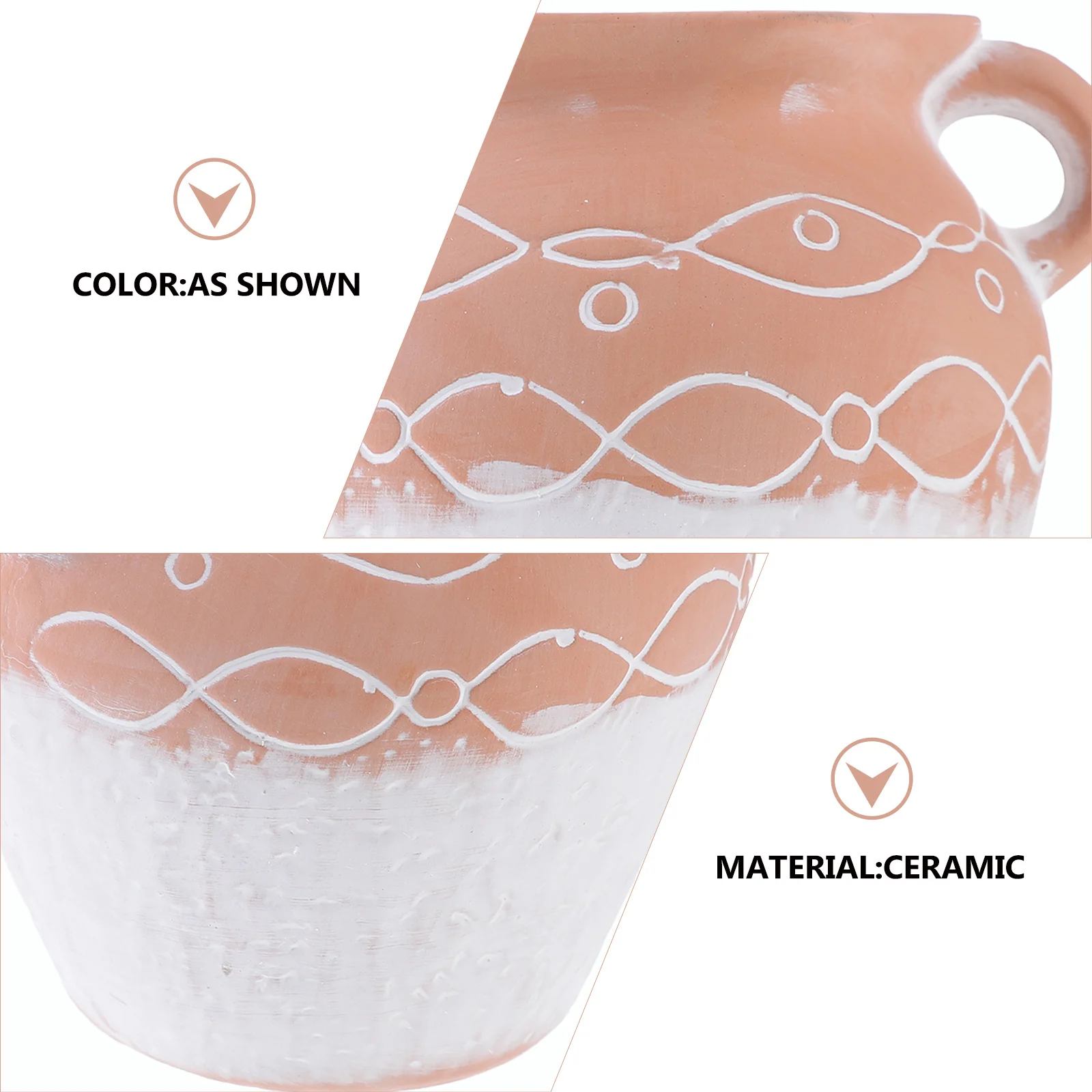 

Double Handle Red Clay Ceramic Flowerpot Indoor Plant Pot Desktop Planter Breathable Flowerpot Plant Pot