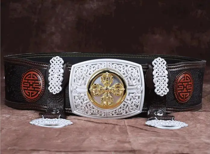 

Chinese Mongolian Robe Men's Leather Belt