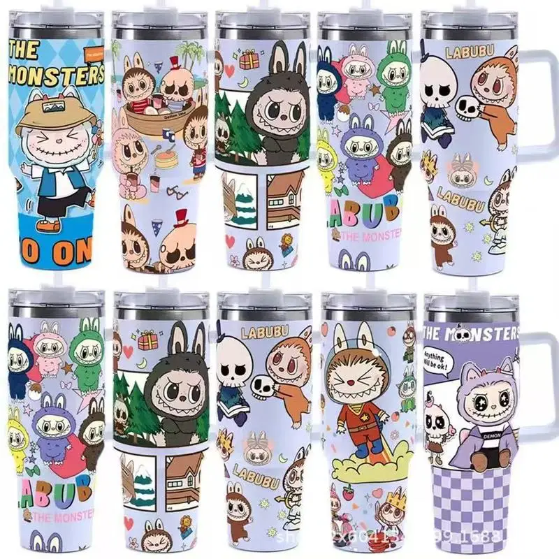 

Labubu Cartoon Anime Peripherals Summer Limited 40oz Car Cup 304 Stainless Steel Insulated Cup Labubu Car Cup Straw Kid Gift