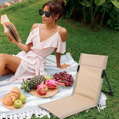 Silla plegable para acampar al aire libre, jardín, parque, silla reclinable individual, cojín de respaldo, Picnic, Camping, respaldo plegable, silla de playa