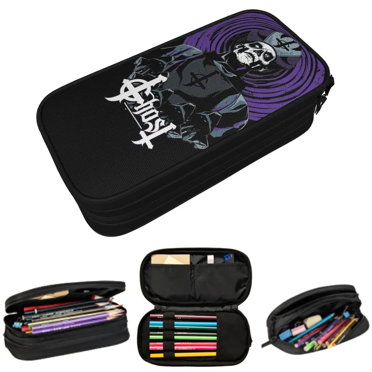 Ghost Heavy Metal Band Federmäppchen für Schüler, Schule, Stiftbox, Bleistiftbeutel, Schreibwaren, Stifthalter, Tasche