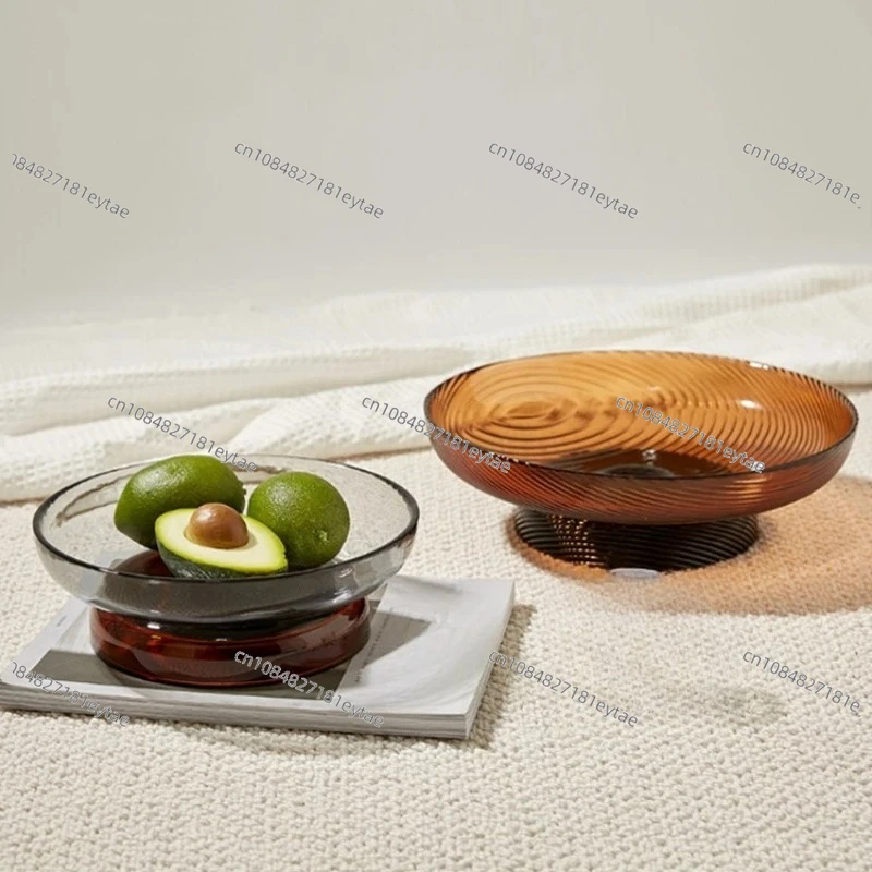 Cute Pillow Fruit Tray Nordic High Legged Glass Nut Candy Dessert Tray Home Living Room Decoration Large Capacity Salad Bowl