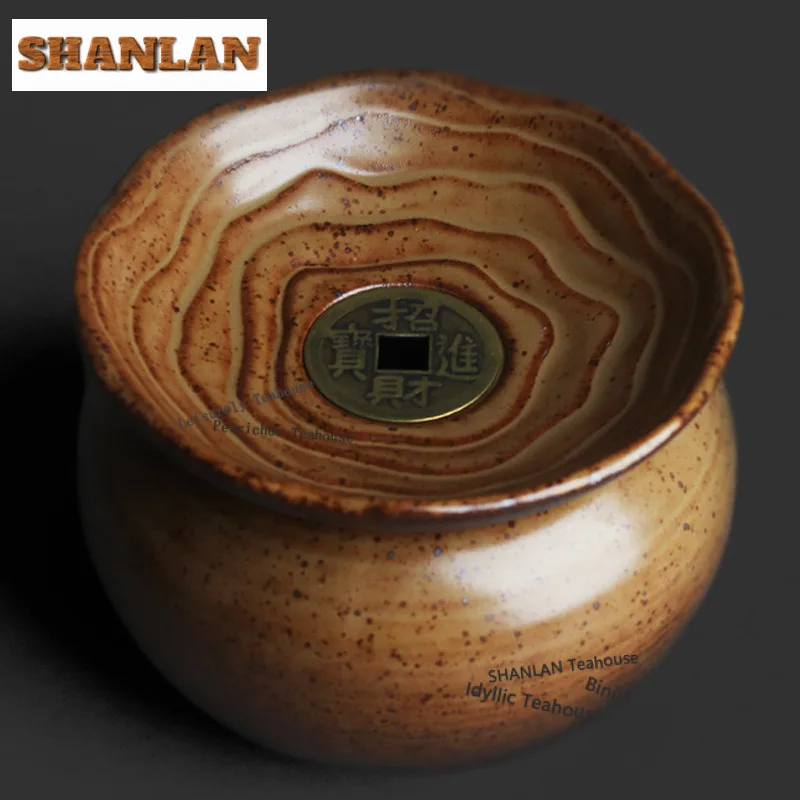850ml Coarse Pottery Kiln-change Jianshui Tea Washing Basin Tea Dust Cylinder Barrel Chaxi Chinese Tea Set Accessories Craft