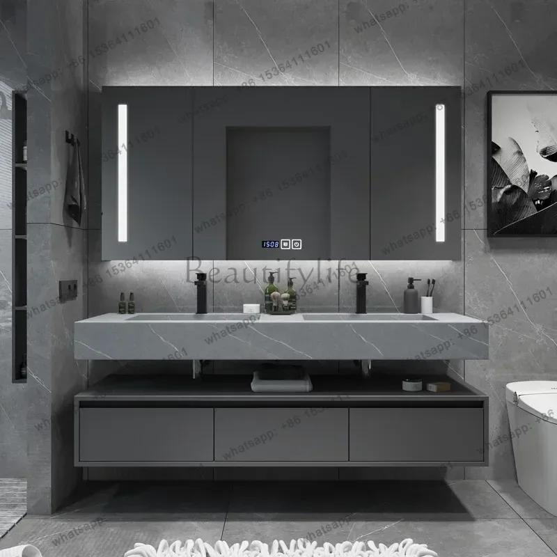 

Rock Plate Bathroom Cabinets Wall-mounted Fog Removal Smart Mirror Cabinets Fashion Furniture Arredo Bagno