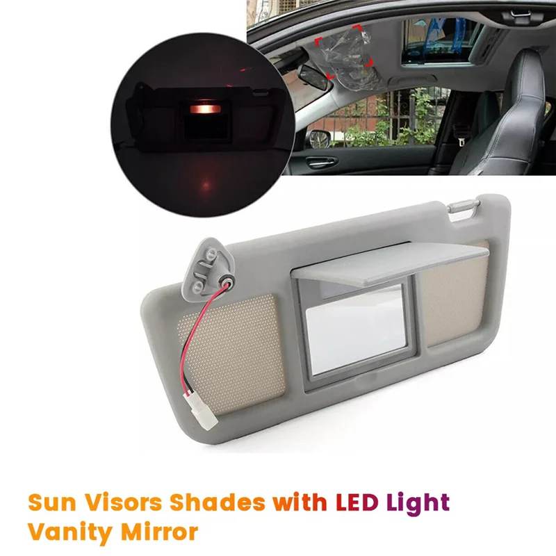 

Left Front Sun Visors Shades With LED Light FE88-69-320B-77 For Mazda RX-8 04-11 LHD Sun Shade Vanity Mirror FE8869320B-T61C
