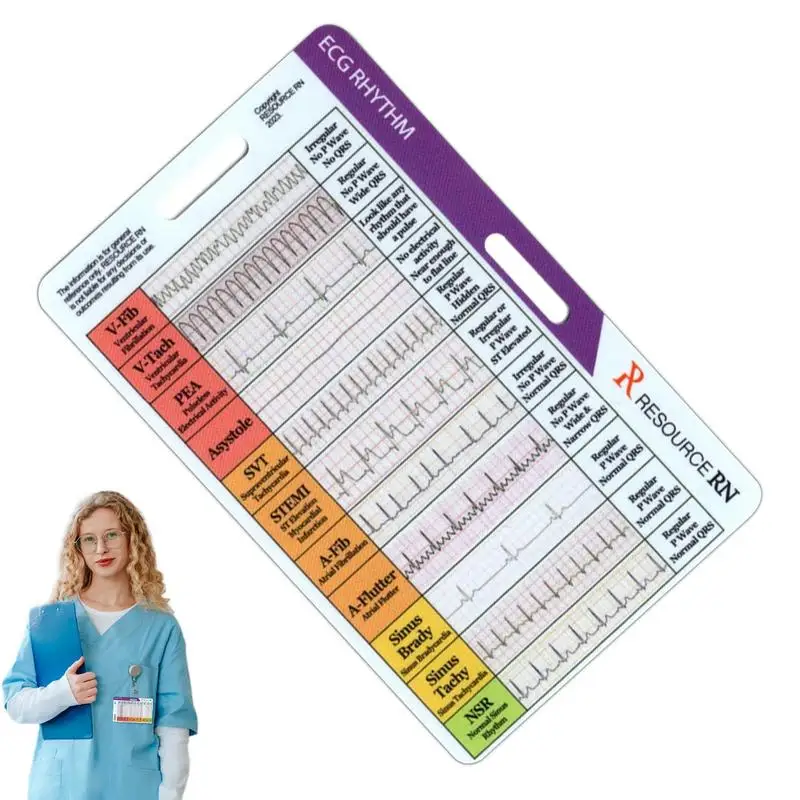 ECG/EKG Rhythm Pocket Card Acrylic 7 Step Ruler Ruler Card Portable Ecg Ekg Reference Guide RhythmCalipers Pocket Card