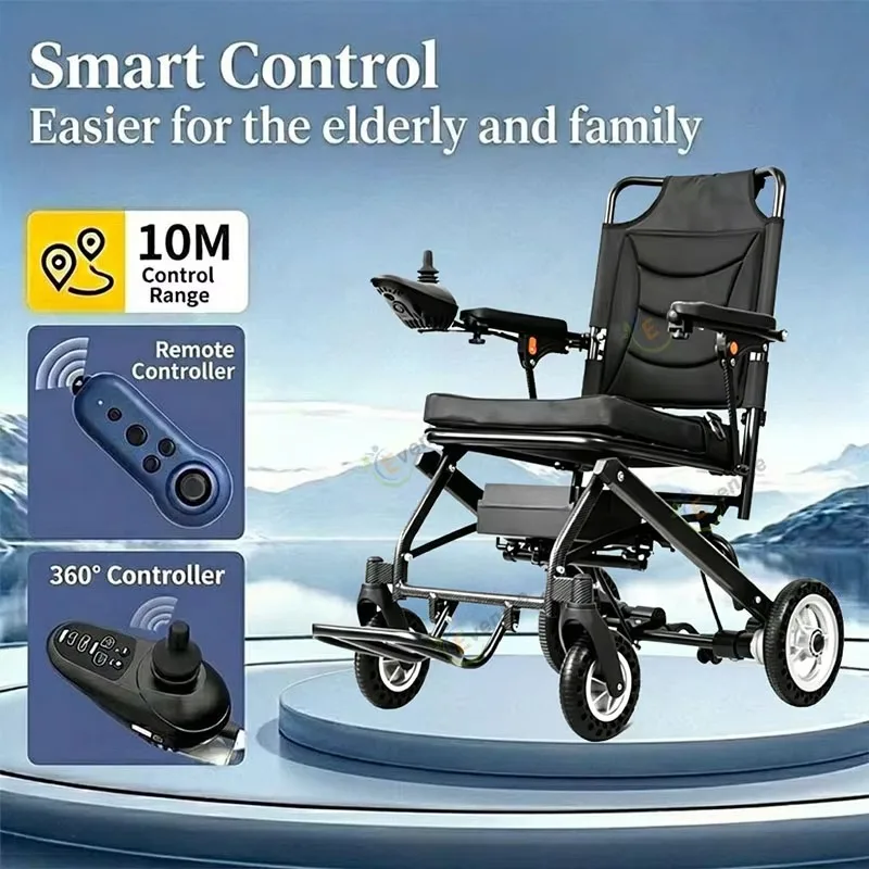 Factory Wholesale 9.8kg Power Electric Wheelchair One-Touch Folding Smart Controller Portable Mobility Travel Take on Plane Bus