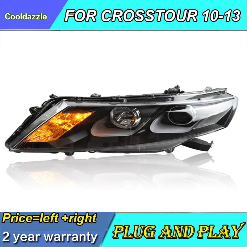 For HONDA Crosstour LED Head Lights Bi Xenon Projector Lens U Type 2010-2013 Year