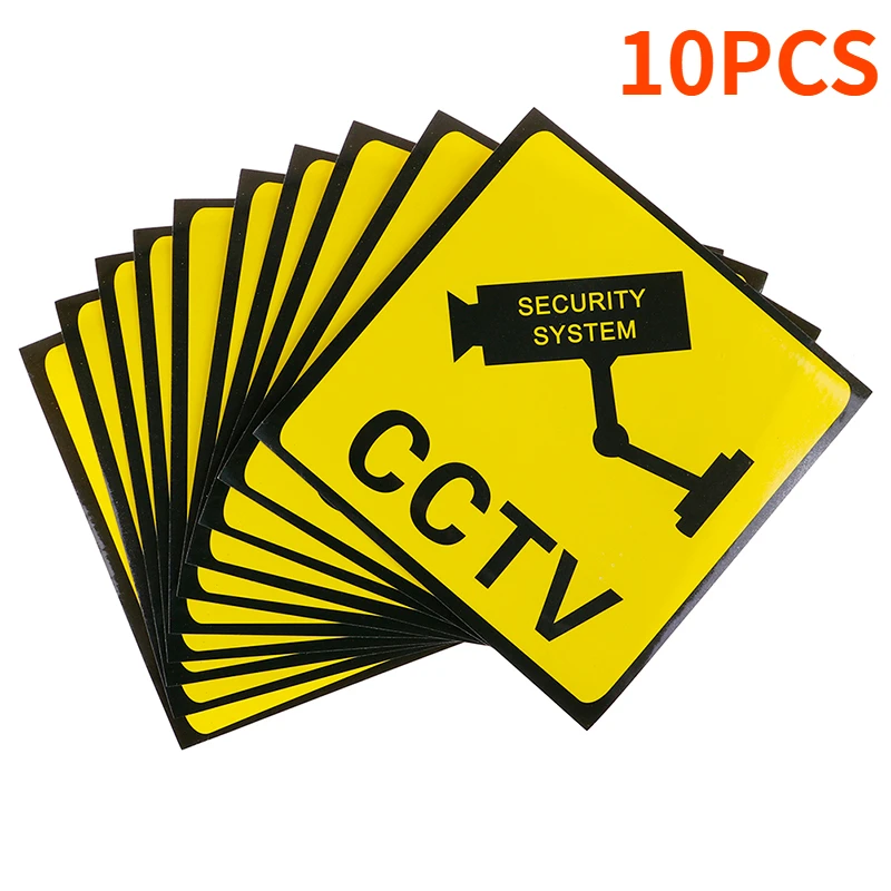 

10pcs Warning Sticker Monitoring Warning Sign Security Warning Labels Video Camera Alarm Sticker Mark