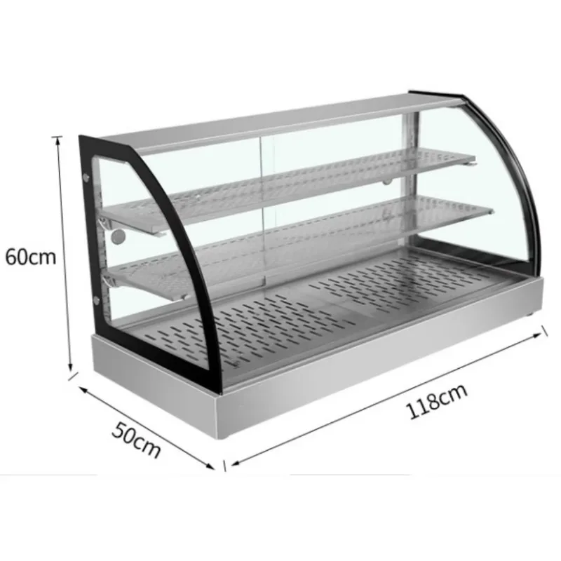 Electric Metal Insulated Hot Drinks Display Cabinet for Coffee Shops for Restaurant Chicken Fries Warmer Showcase