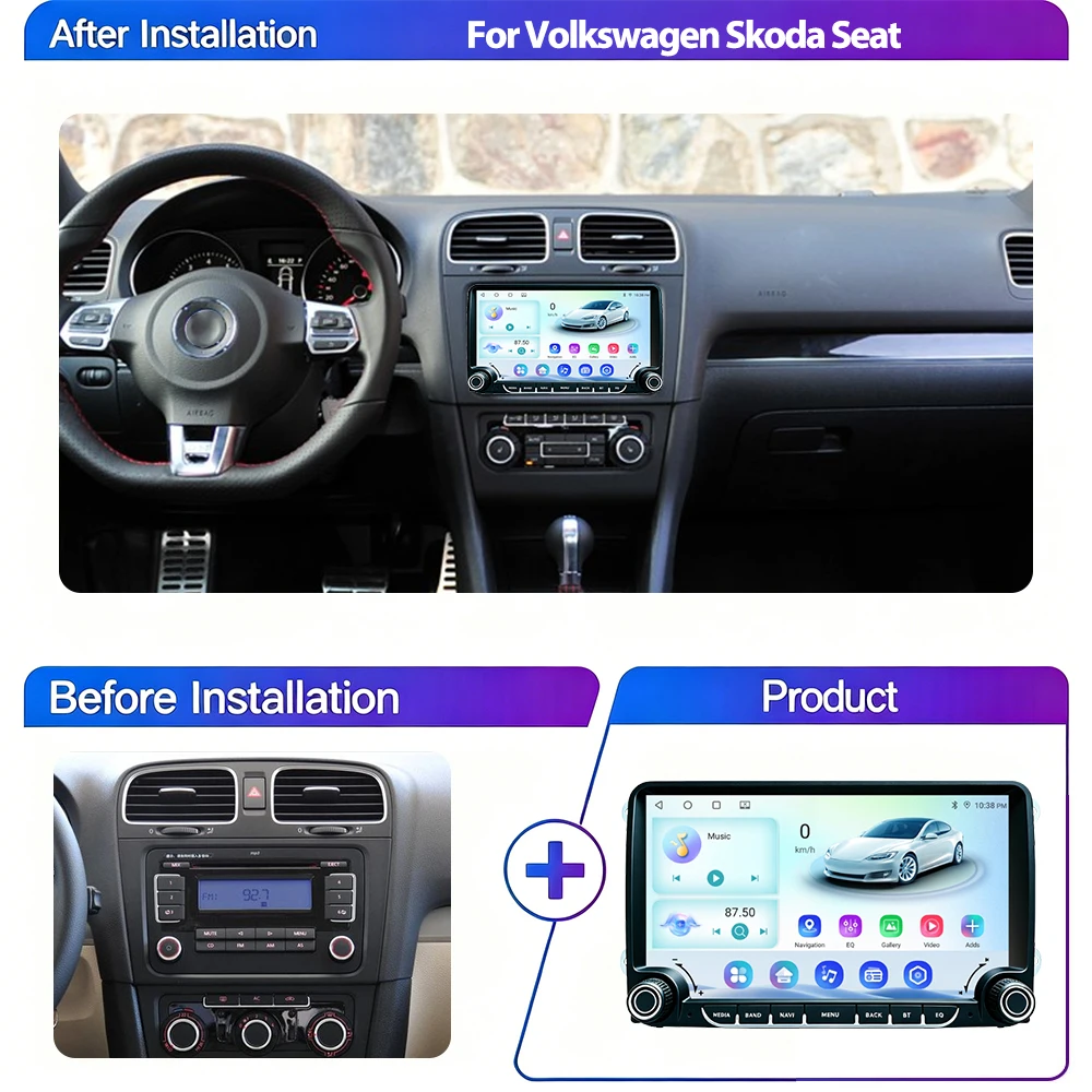 1280*720P Car Radio For VW Volkswagen Skoda Octavia Golf 5 Touran Passat B6 Polo Jetta Android Auto Carplay Navigation GPS Unit