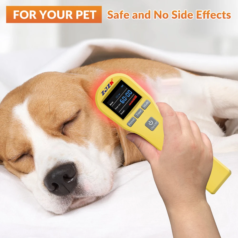 ZJZK 808nm×4 Cold Laser Therapy Device for Pain Relief Wounds Injuries Healing Red Light Treatment for Pets Dogs Cats Home Use