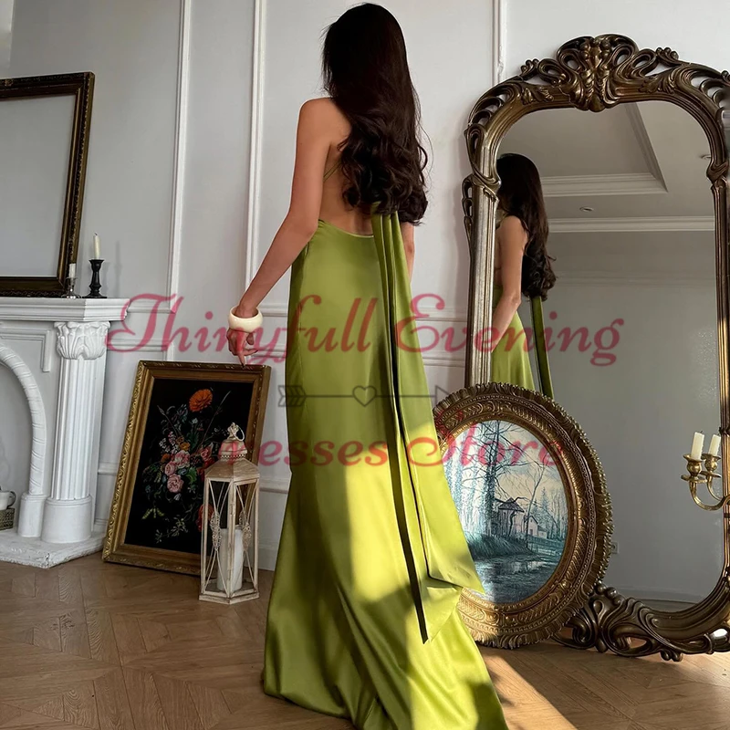 Thinyfull Sexy Mermaid Prom Evening Dresses Halter Neck Backless Floor Length Party Dress Formal Cocktail Prom Gowns Customized