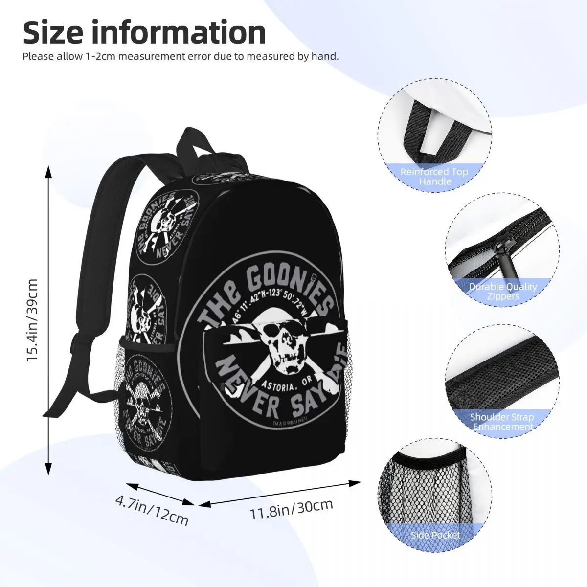 Sagen Sie nie sterben Logo Rucksack Middle High College School Student Bücher tasche