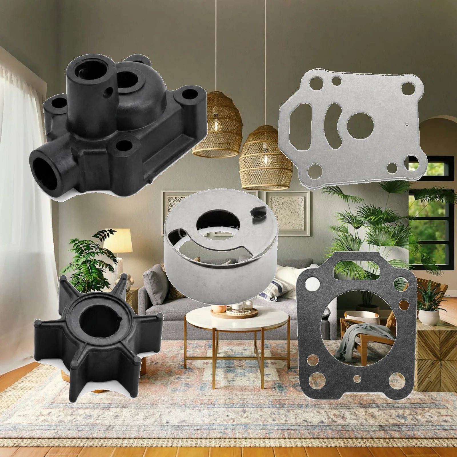 船外機冷却システムポンプ修理キット-交換用冷却システムポンプインペラ修理キット-マリングレード-ヘビーデューティー