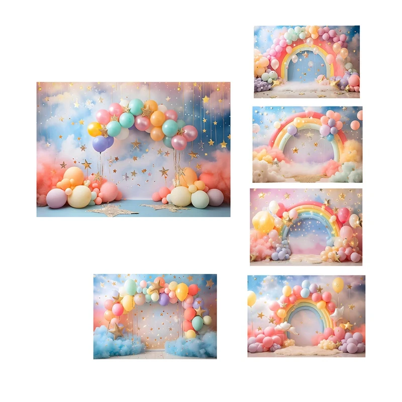 210X150cm European American Valentine's Day Party Backdrops Balloon Roses Pink Heart Banner Photography Backdrops Durable , C