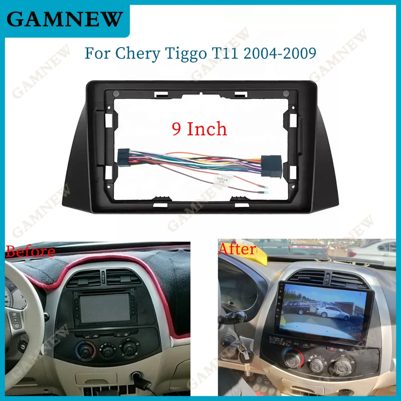 9 Inch Car Frame Fascia Adapter Canbus Box Decoder For Chery Tiggo T11 2004-2009 Android Radio Dash Fitting Panel Kit