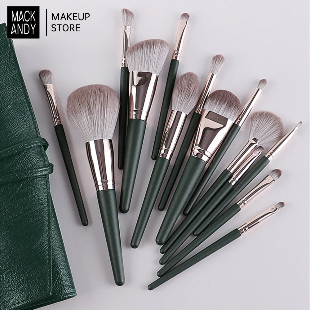 MACKANDY 14Pcs Blending Beauty Soft Fluffy Makeup Tools Cosmetic Powder Eye Shadow Foundation Blush Makeup Brushes With Bag