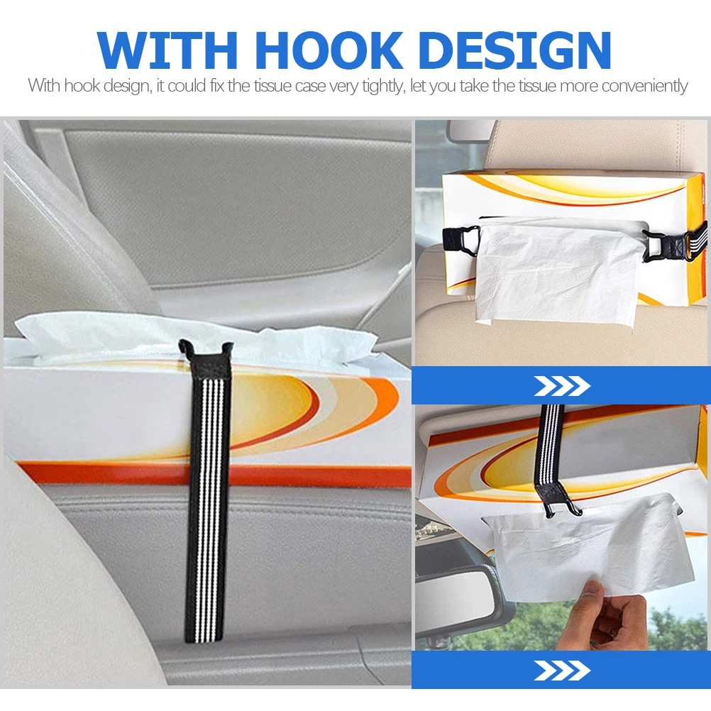 

2Pcs Car Tissue Box Strap Elastic Adjustable Fixing Strap for Visor Headrest Tissue Holder Ratchet Tie Down Straps