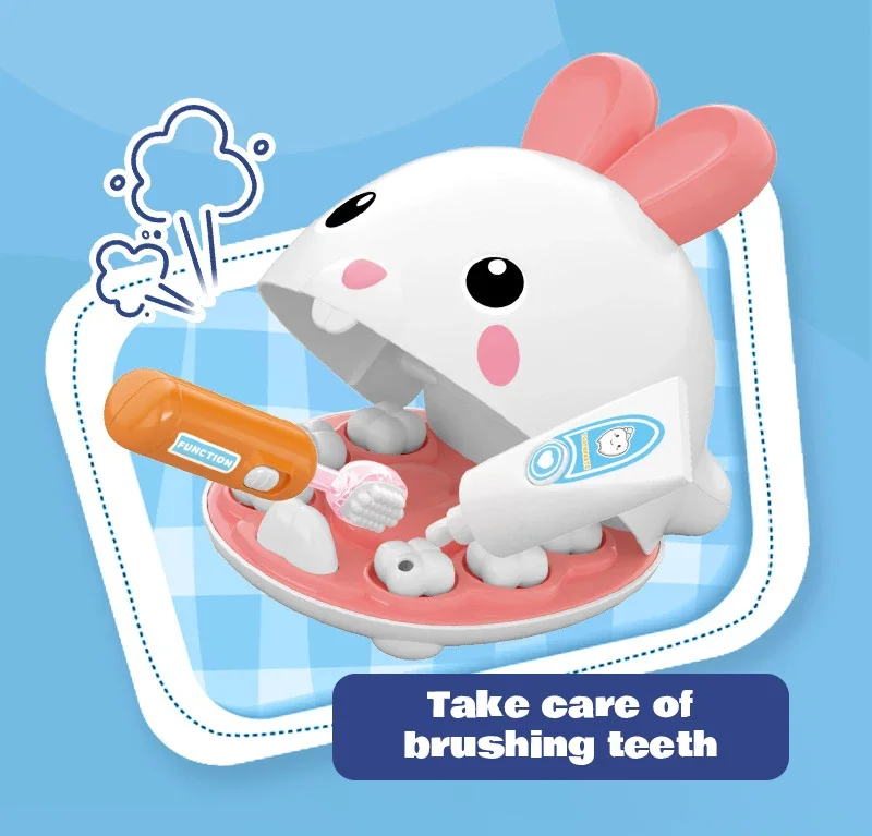 うさぎの歯医者さんおもちゃ シミュレーション 歯磨き 抜歯 注射 歯のゲーム 医師 看護師 ロールプレイ 医療ツール 子供向け教育玩具