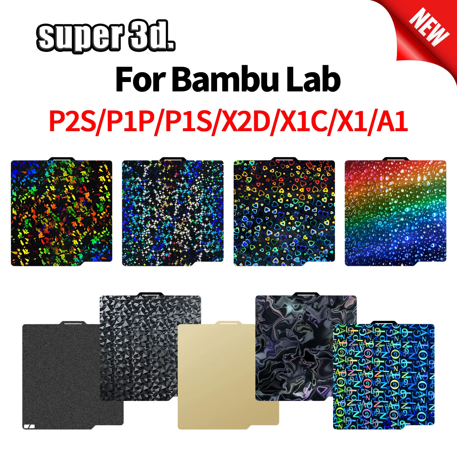 PEI Sheet for Bambulab Build Plate 257x257mm Spring Steel Sheet X2D Build Plate P2S A1 X1C P1S Build Plate 3D Printer Bamboo Lab