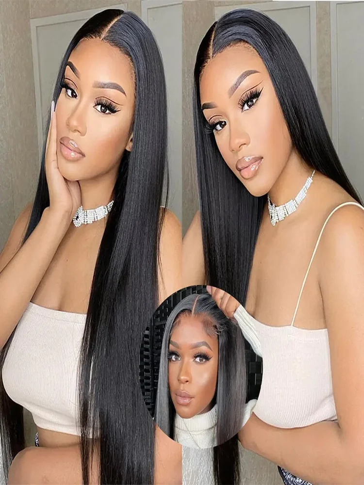 7x5 HD Glueless Straight Wigs Wig Human Hair 13x4 HD Transparent Lace Front Wig Pre Plucked Remy Brazilian 250 Density For Women