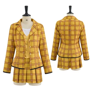 Yellow check blazer and skirt sales