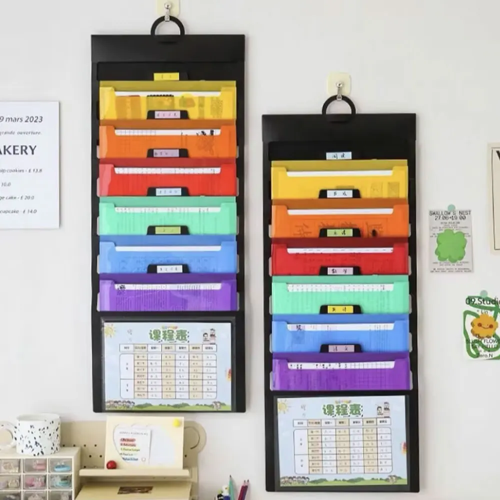 

6-pocket hanging folder Multi-color hanging file organizer Multi-layer classification test paper organization folder