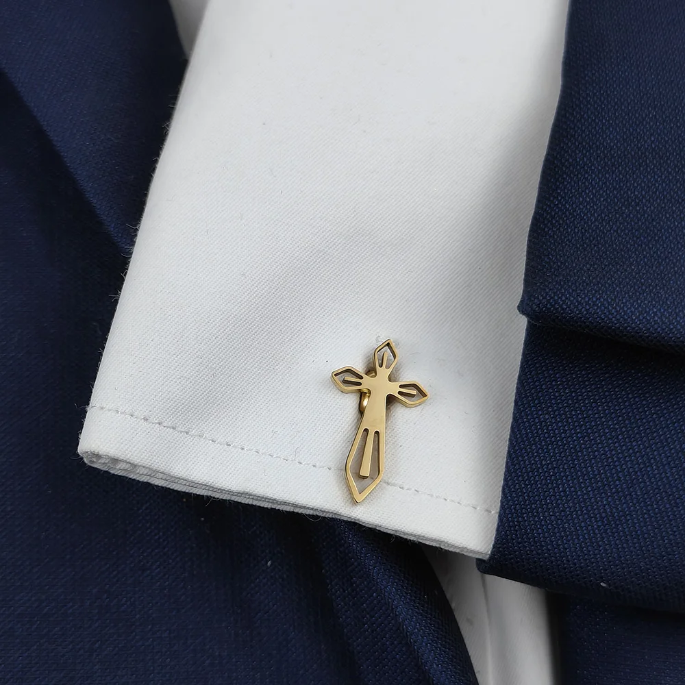 New cross cufflinks, fashionable metal shirt cufflinks, retro style suit accessories, suitable for dinner parties