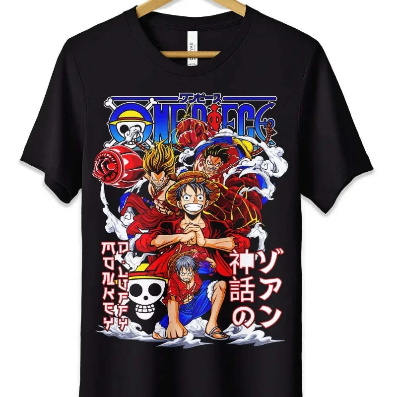 

2025 Monkey D Luffy Rubber Gear 4 T-Shirt One-piece Anime Unisex Summer Unisex Cotton Streetwear